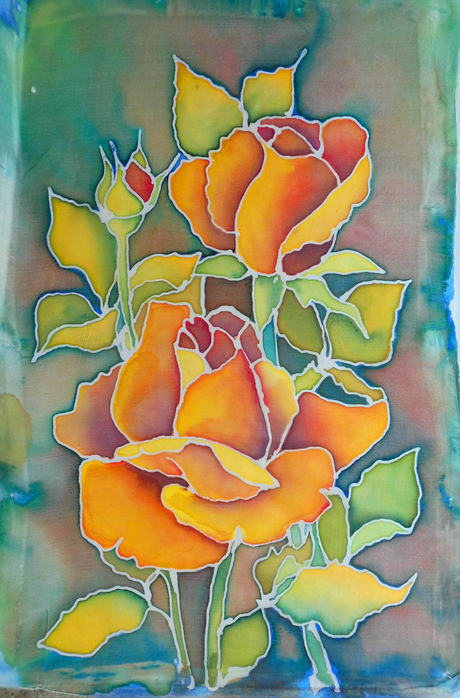 malowanie na jedwabiu kwiaty małgorzata jaskłowska